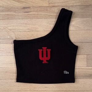 NWOT Hype & Vice IU Indiana University embroidered one shoulder ribbed crop top